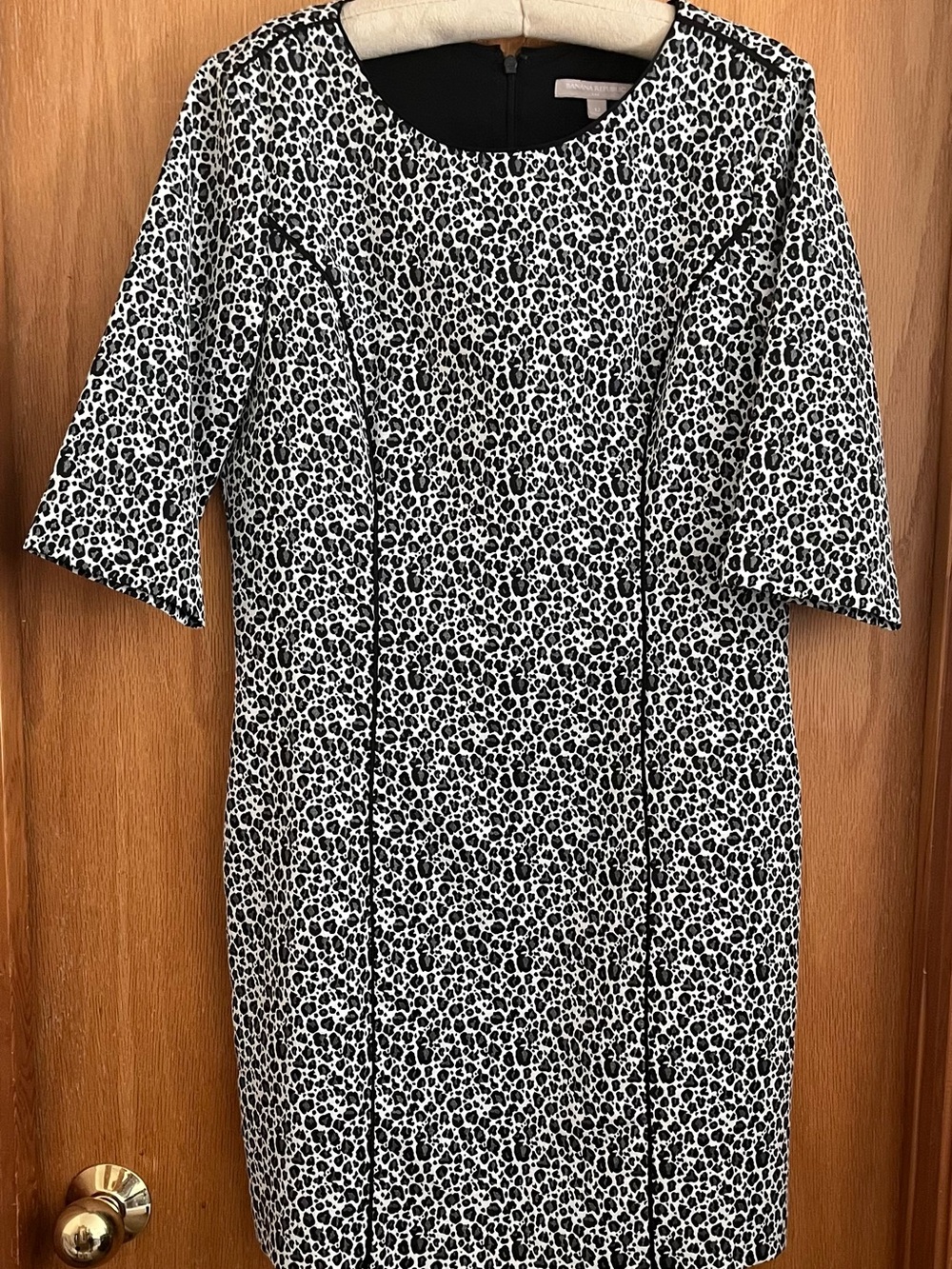 Banana Republic Black and White Animal Print Midi Dress